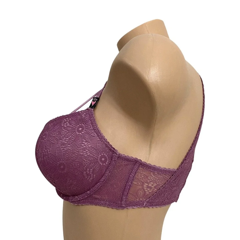 VICTORIAS SECRET 32D Very Sexy Chantilly Push Up Front-Close Bra‎ Mauve Lace NEW